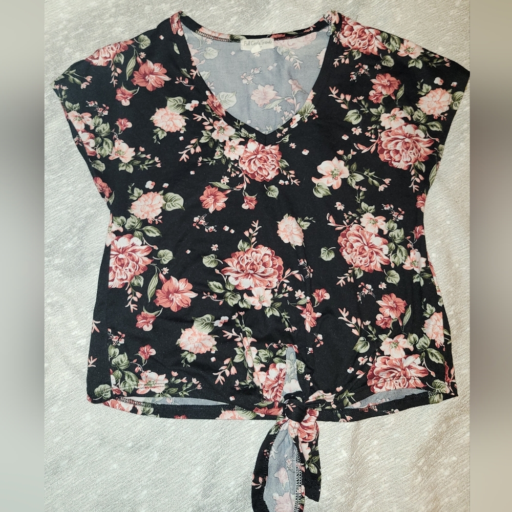 Floral Crop Top Front Tie Small